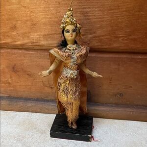 Vintage Thai Dancer Doll Gold Posable
